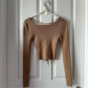Tan Long Sleeve Knit Top